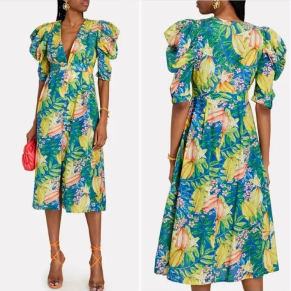 NWT FARM Rio Star Fruits Midi Dress, L - Picture 2 of 13
